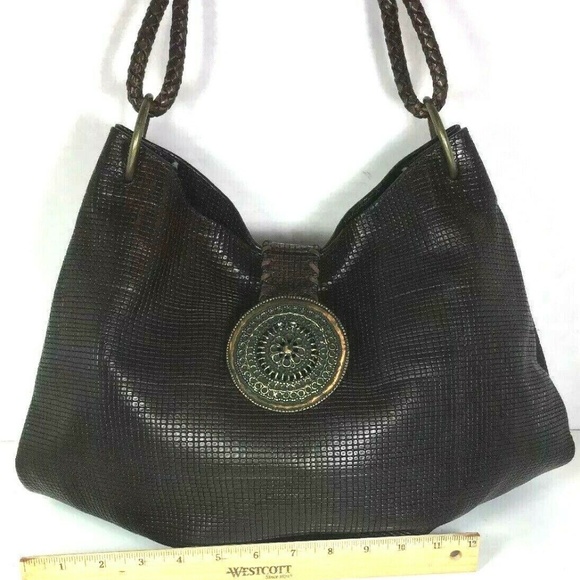 Sondra Roberts Brown Faux Leather Patterned Hobo - Picture 4 of 8